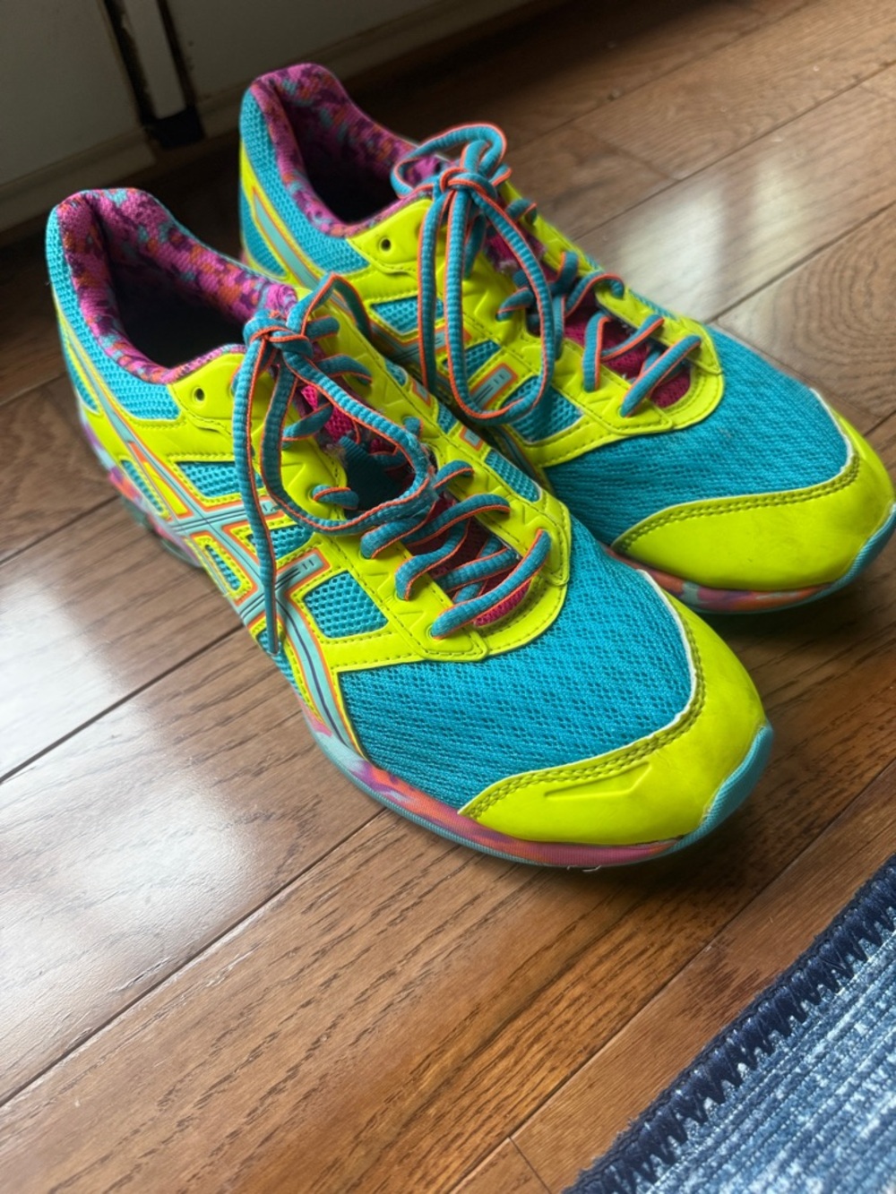 ASICS Gel Frantic 7 Bright Teal and Neon Yellow Athletic Sneakers